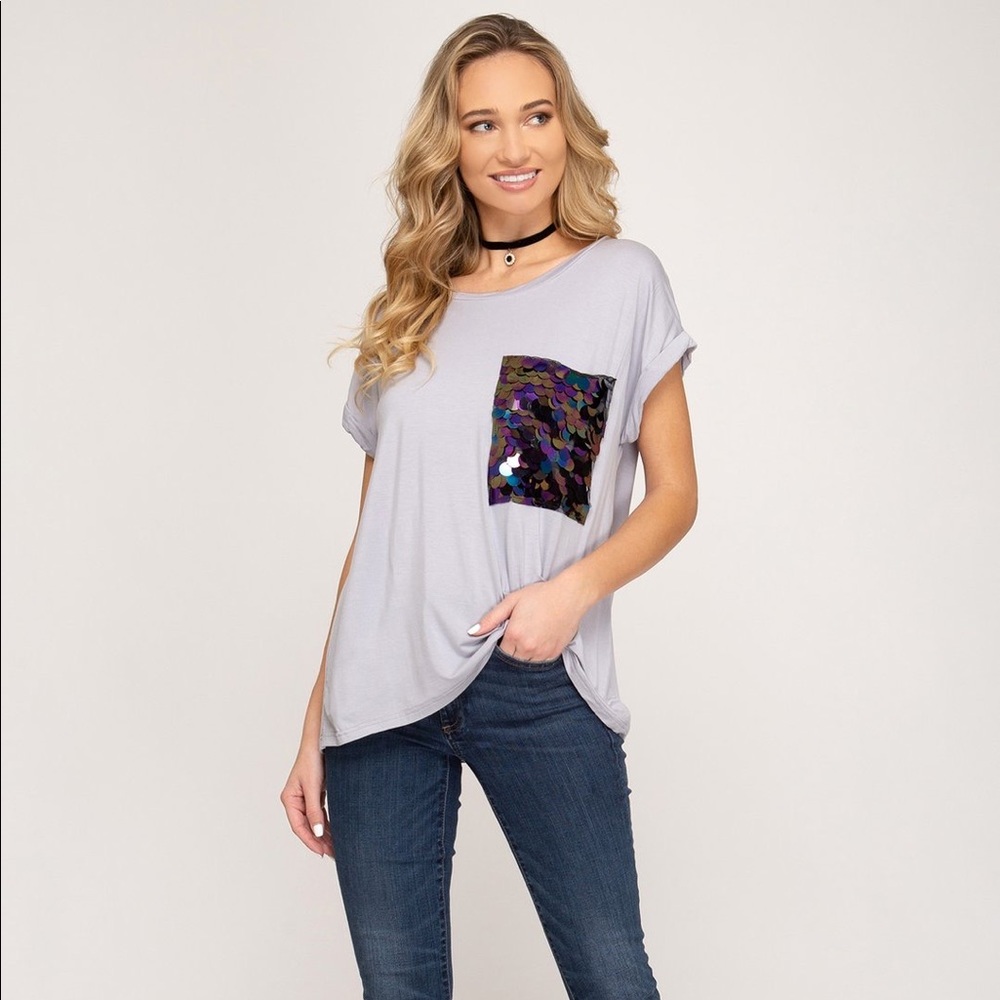 Sequin Pocket Top